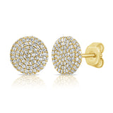 14K Rose Gold Diamond Raised Disc Large Earrings