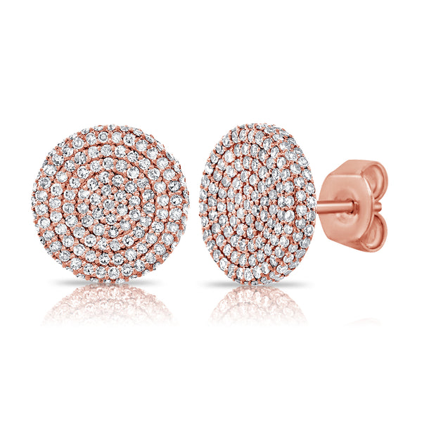 14K Yellow Gold Diamond Raised Disc X-Large Earrings-EARRINGS-Maurice's Jewelers-ROSE GOLD-