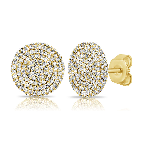 14K Rose Gold Diamond Raised Disc X-Large Earrings