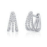 14K Yellow Gold Diamond Triple Huggie Earrings-EARRINGS-aaron jewelry-WHITE GOLD-