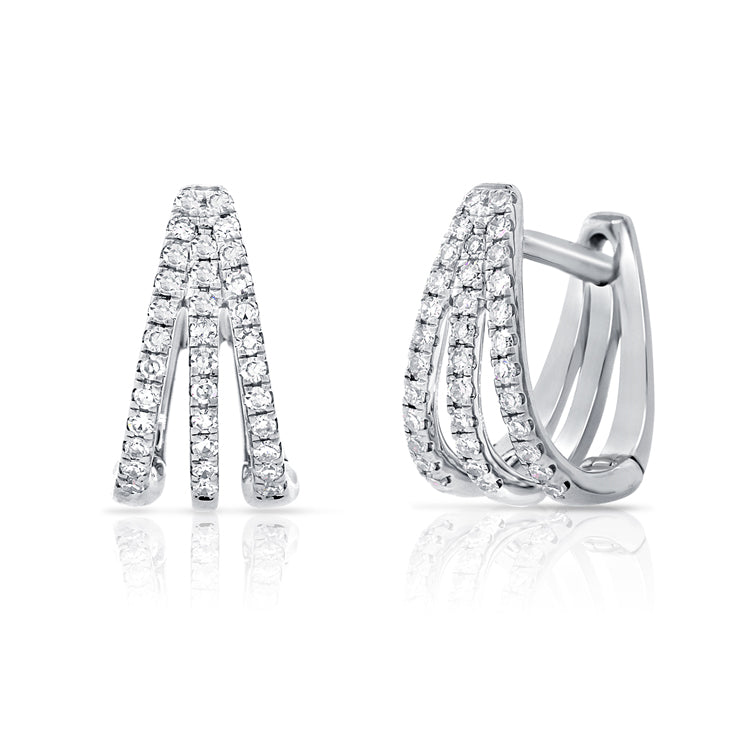 14K Yellow Gold Diamond Triple Huggie Earrings-EARRINGS-aaron jewelry-WHITE GOLD-