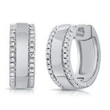 14K White Gold Diamond Medium Huggie Earrings-EARRINGS-Maurice's Jewelers-WHITE GOLD-