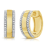 14K Rose Gold Diamond Medium Huggie Earrings