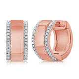 14K White Gold Diamond Outline Large Huggie Earrings-EARRINGS-Maurice's Jewelers-ROSE GOLD-