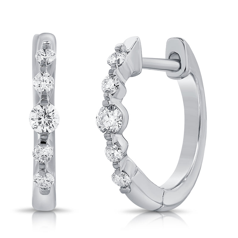14K Yellow Gold Diamond Single Prong Huggie Earrings-earrings-aaron jewelry-WHITE GOLD-