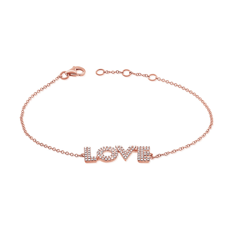 14K Yellow Gold Diamond Love Bracelet-Bracelets-aaron jewelry-Rose Gold-