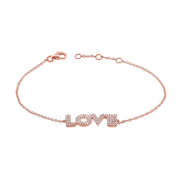 14K Rose Gold Diamond Love Bracelet-Bracelets-Maurice's Jewelers-Rose Gold-