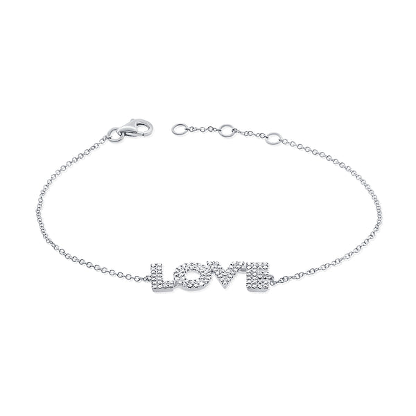14K Rose Gold Diamond Love Bracelet-Bracelets-Maurice's Jewelers-White Gold-
