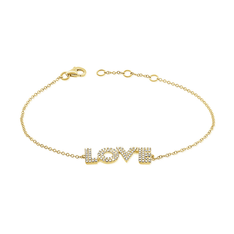 14K Yellow Gold Diamond Love Bracelet-Bracelets-aaron jewelry-Yellow Gold-