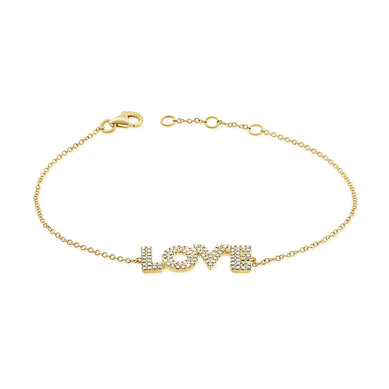 14K Yellow Gold Diamond Love Bracelet