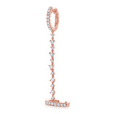 14K White Diamond Double Hoop Chain Earring(1)
