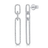 14K White Diamond Paper Clip Dangle Earrings-EARRINGS-Maurice's Jewelers-White Gold-