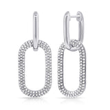 14K White Pave Diamond Large Paper Link Earrings-EARRINGS-aaron jewelry-White Gold-