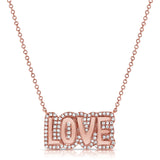 14K Yellow Gold Diamond Bubble Love Necklace-Necklaces-aaron jewelry-ROSE GOLD-