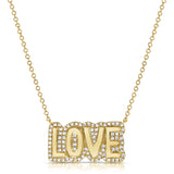 14K Yellow Gold Diamond Bubble Love Necklace-Necklaces-aaron jewelry-YELLOW GOLD-