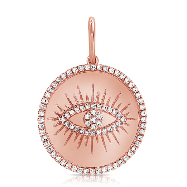 14K White Gold Diamond Evil Eye High Polish Charm-Charms & Pendants-Maurice's Jewelers-ROSE GOLD-