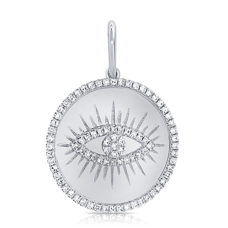 14K White Gold Diamond Evil Eye High Polish Charm-Charms & Pendants-Maurice's Jewelers-WHITE GOLD-