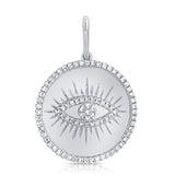 14K Rose Gold Diamond Evil Eye High Polish Charm-Charms & Pendants-Maurice's Jewelers-WHITE GOLD-