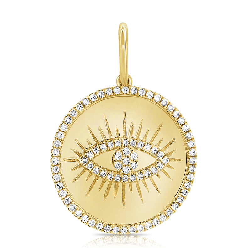 14K White Gold Diamond Evil Eye High Polish Charm-Charms & Pendants-Maurice's Jewelers-YELLOW GOLD-