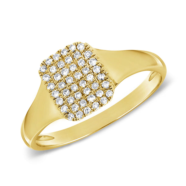 14K Yellow Gold Diamond Signet Ring