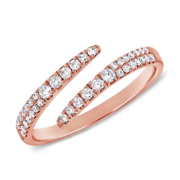 14K Rose Gold Diamond Bypass Ring