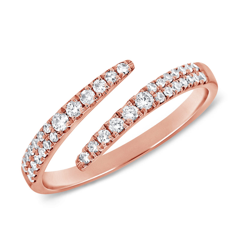 14K Yellow Gold Diamond Bypass Ring-Rings-aaron jewelry-ROSE GOLD-