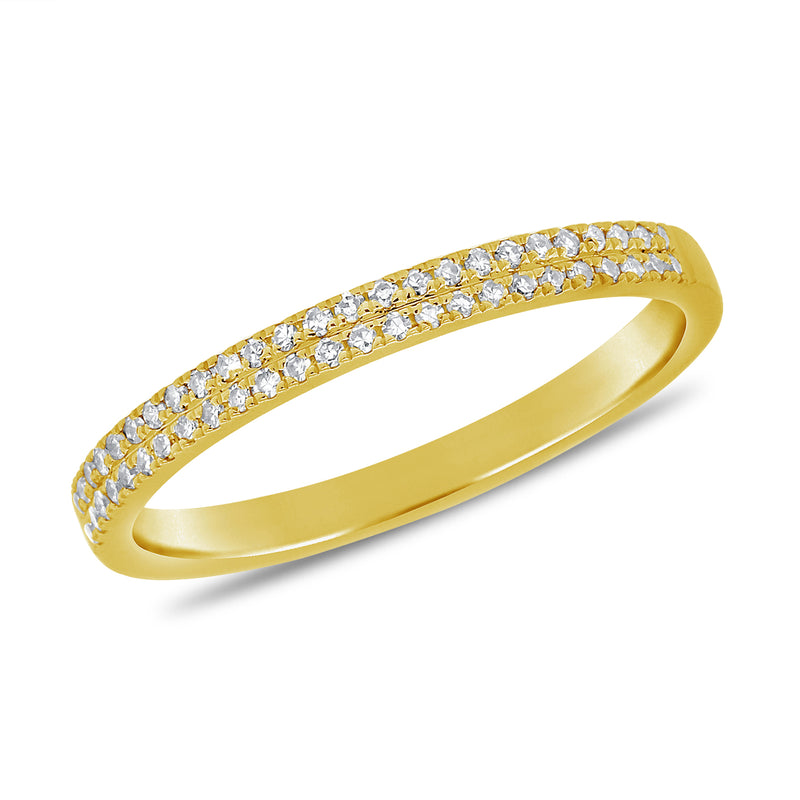 14K Yellow Gold Diamond Border Double Row Band-Rings-aaron jewelry-