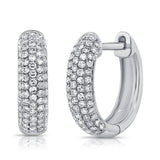14K White Gold Diamond Pave Huggie Earrings-EARRINGS-aaron jewelry-WHITE GOLD-