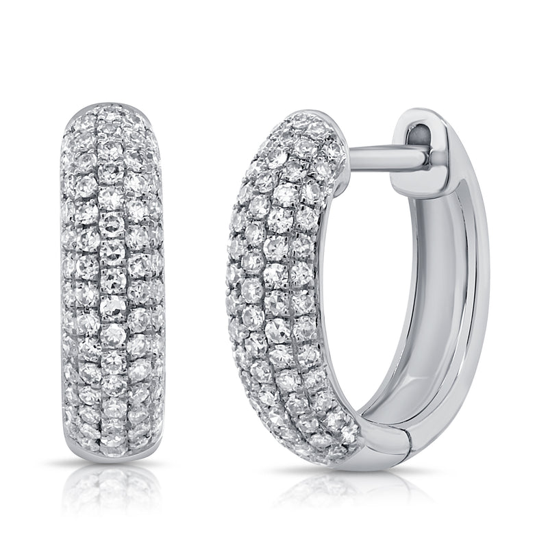 14K White Gold Diamond Pave Huggie Earrings-EARRINGS-aaron jewelry-WHITE GOLD-
