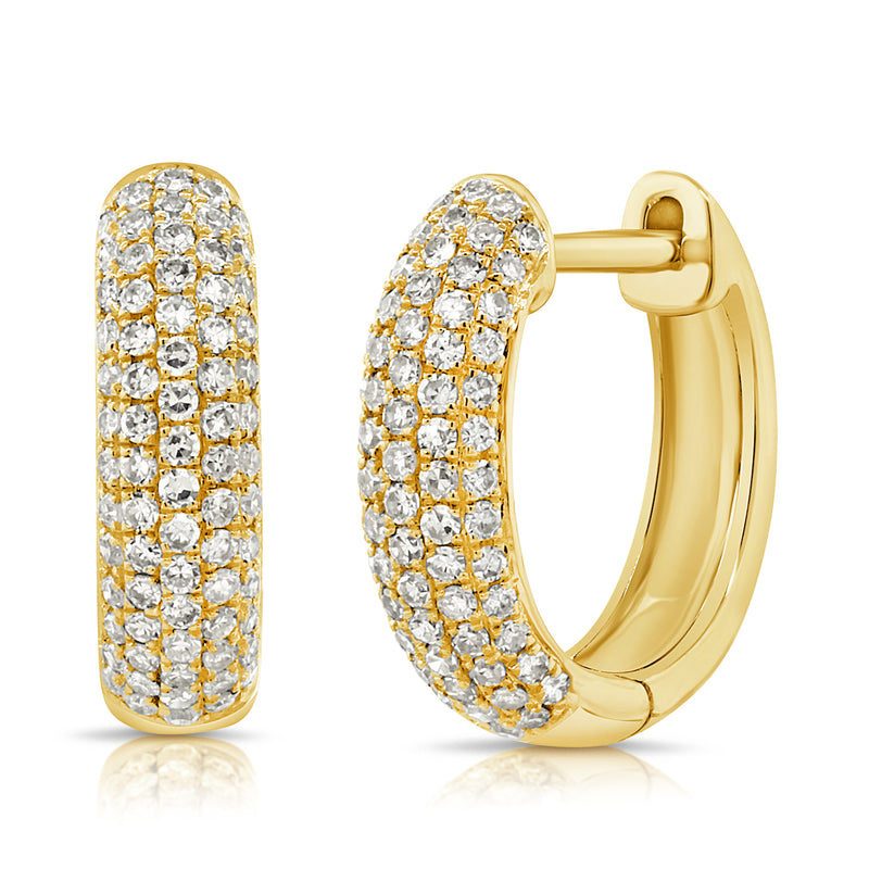 14K White Gold Diamond Pave Huggie Earrings-EARRINGS-aaron jewelry-YELLOW GOLD-