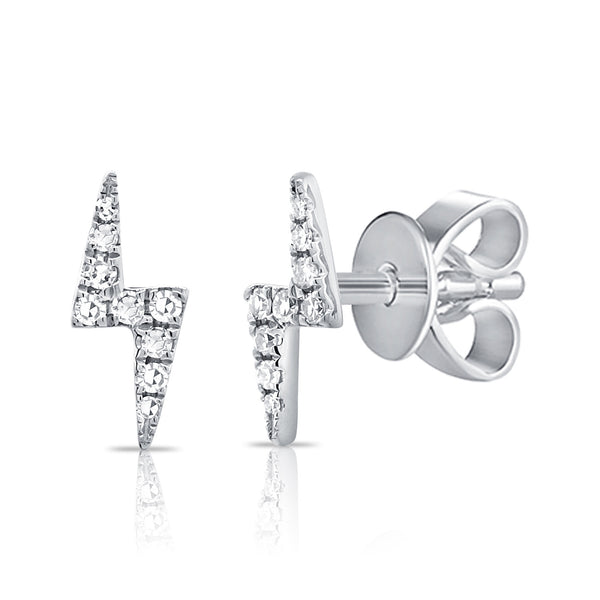14K White Gold Diamond Lightning Bolt Stud Earrings-EARRINGS-Maurice's Jewelers-