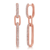 14K Rose Gold Diamond Pave Large Paper Link Earrings