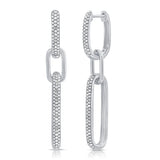 14K White Gold Diamond Pave Large Paper Link Earrings-EARRINGS-aaron jewelry-WHITE GOLD-