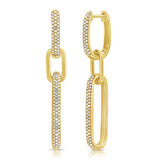 14K White Gold Diamond Pave Large Paper Link Earrings-EARRINGS-aaron jewelry-YELLOW GOLD-