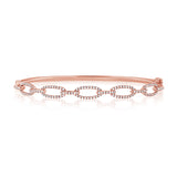 14K White Gold Diamond Oval Link Hinged Bangle-Bangles-aaron-ROSE GOLD-