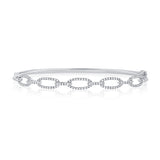 14K White Gold Diamond Oval Link Hinged Bangle-Bangles-aaron-WHITE GOLD-