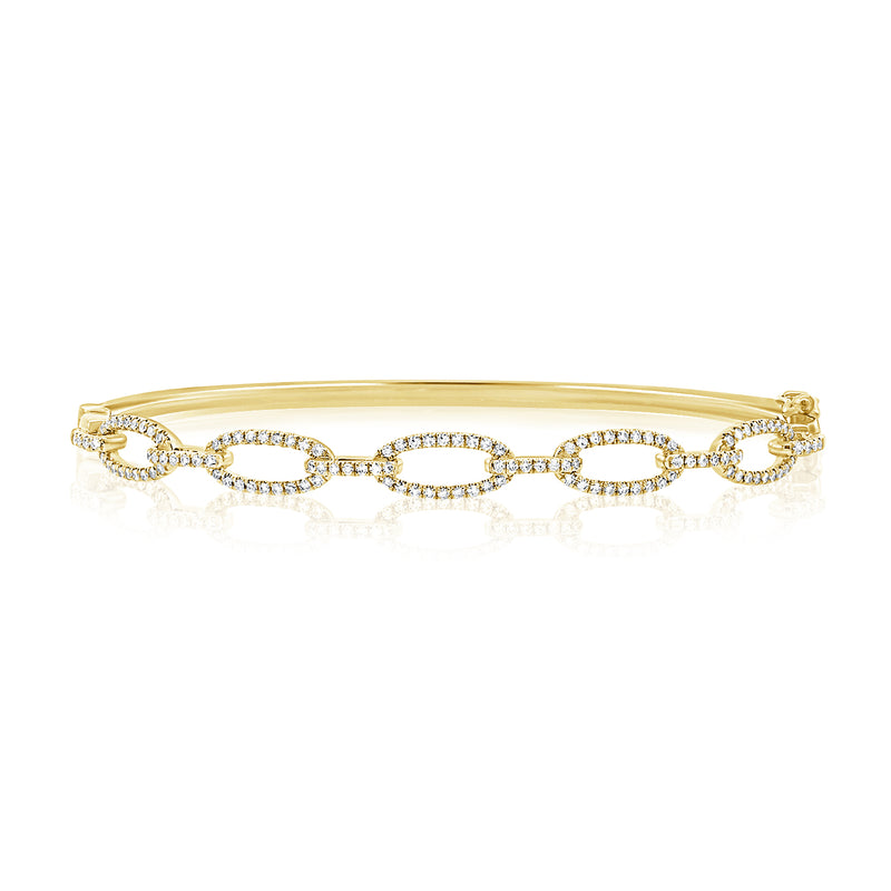 14K White Gold Diamond Oval Link Hinged Bangle-Bangles-aaron-YELLOW GOLD-