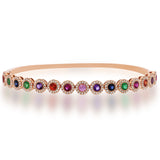 14K White Gold Diamond Halo + Color Stone Hinged Bangle-Bracelets-Maurice's Jewelers-ROSE GOLD-