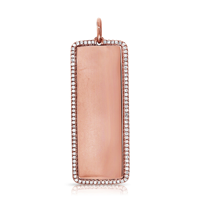 14k 0.31ct Diamond Border Rectangle Charm/Pendant-Necklaces-Maurice's Jewelers-Rose Gold-