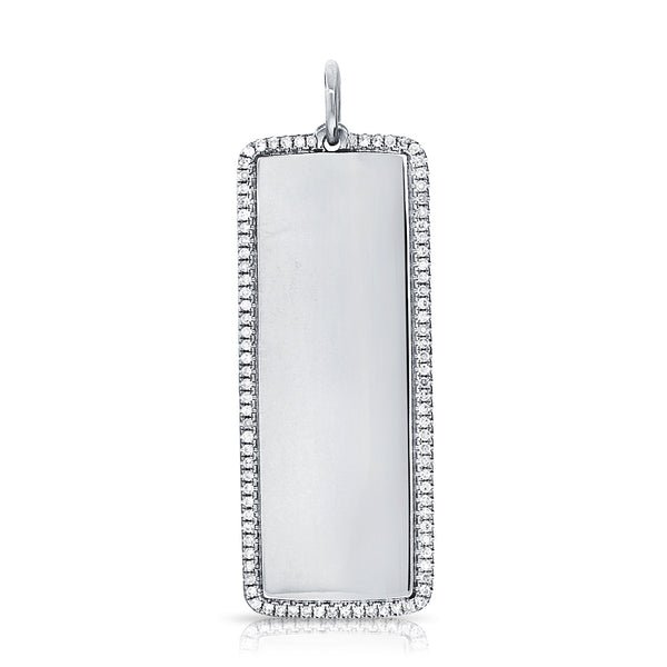 14k 0.31ct Diamond Border Rectangle Charm/Pendant-Necklaces-Maurice's Jewelers-White Gold-
