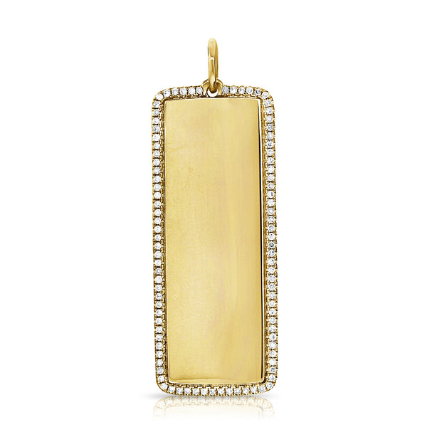 14k 0.31ct Diamond Border Rectangle Charm/Pendant-Necklaces-Maurice's Jewelers-Yellow Gold-