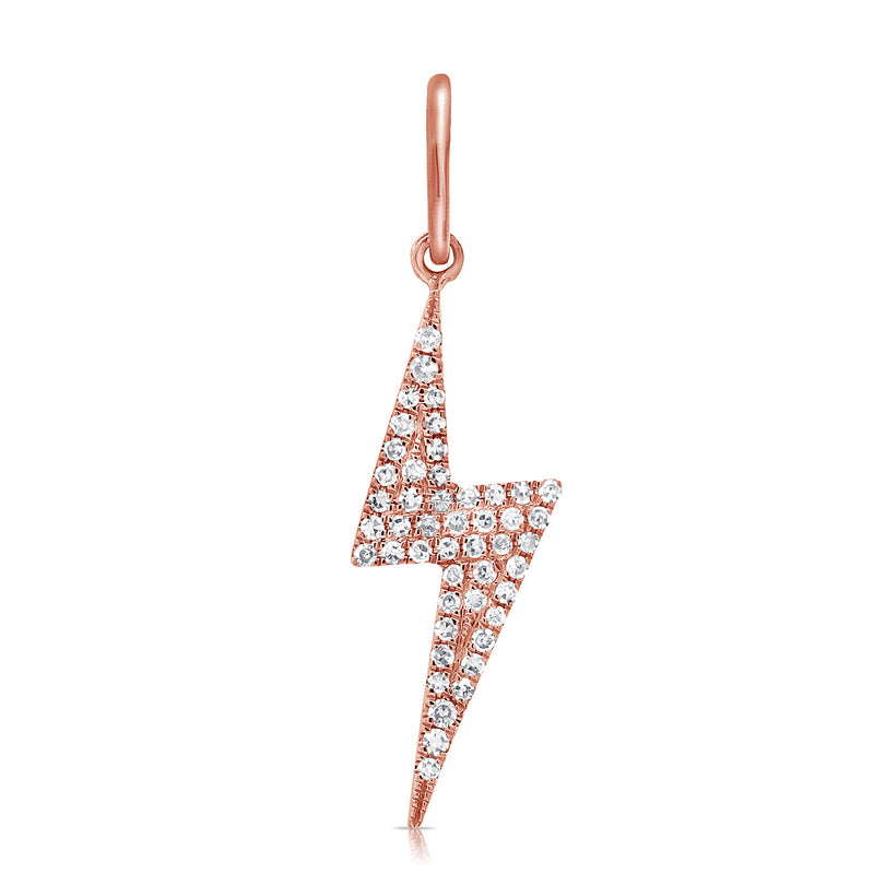 14K Rose Gold Diamond Lightning Bolt Pendant