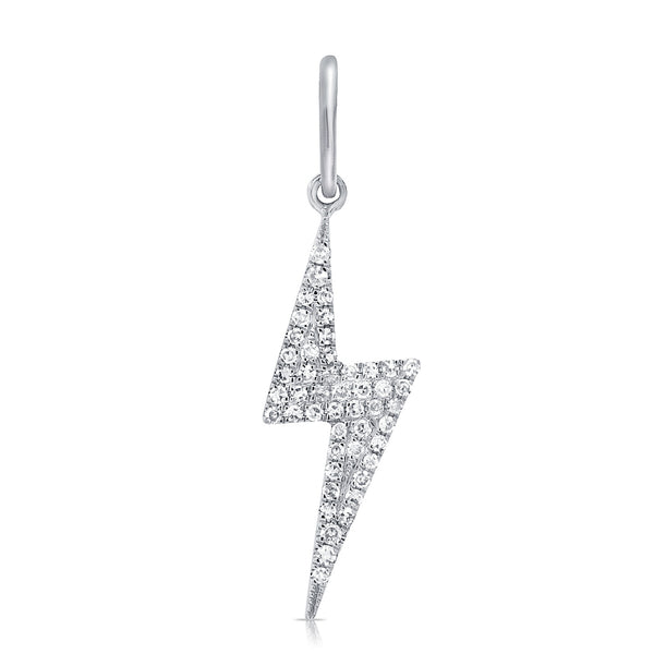 14K White Gold Diamond Lightning Bolt Pendant-Charms & Pendants-Maurice's Jewelers-WHITE GOLD-