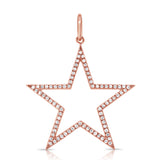 14K White Gold Diamond Large Open Star Pendant-Charms & Pendants-Maurice's Jewelers-ROSE GOLD-