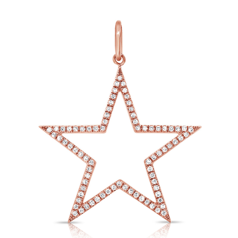 14K White Gold Diamond Large Open Star Pendant-Charms & Pendants-Maurice's Jewelers-ROSE GOLD-