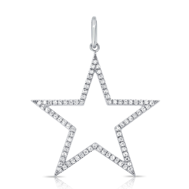 14K Rose Gold Diamond Large Open Star Pendant-Charms & Pendants-Maurice's Jewelers-WHITE GOLD-