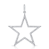 14K White Gold Diamond Large Open Star Pendant-Charms & Pendants-Maurice's Jewelers-WHITE GOLD-