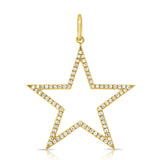 14K White Gold Diamond Large Open Star Pendant-Charms & Pendants-Maurice's Jewelers-YELLOW GOLD-