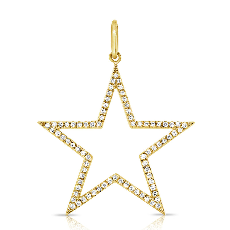 14K White Gold Diamond Large Open Star Pendant-Charms & Pendants-Maurice's Jewelers-YELLOW GOLD-