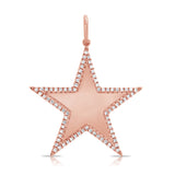 14K White Gold Diamond Border Large Polished Star Pendant-Charms & Pendants-Maurice's Jewelers-ROSE GOLD-